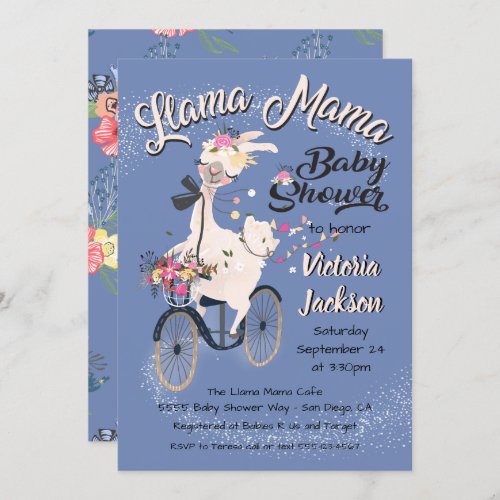 llama Momma baby shower invitations