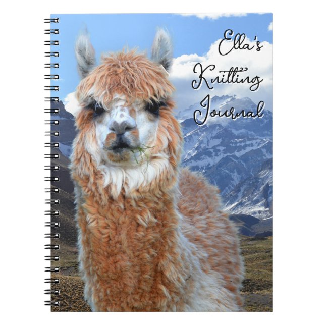 Llama Mountains Personalized Knitting Journal (Front)