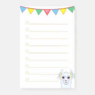 Llama & multicolored ribbons To Do List Lined Post-it Notes