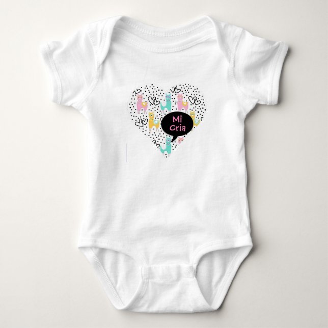Llama, My Baby Llama, Mi Cria, Baby Bodysuit, Gift Baby Bodysuit (Front)