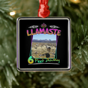 Llama - Namaste Yoga Pun Llamaste Metal Ornament