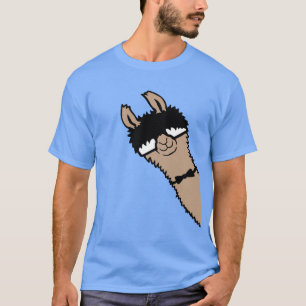 Llama Nerd Cool Alpaca Peeking Sunglasses Bow Tie T-Shirt