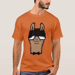 Llama Nerd Geek Glasses Bow Tie Funny Alpaca T-Shirt