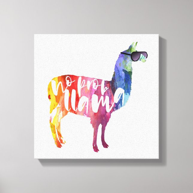 Llama. No Probllama. No Prob-llama. Funny Sayings Canvas Print (Front)