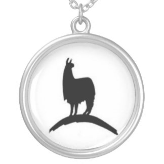 Llama On A Hill Silver Plated Necklace
