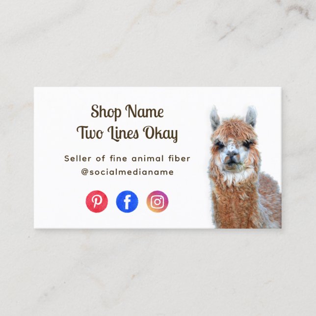 Llama Online Business Fiber Knitting Business Card (Front)