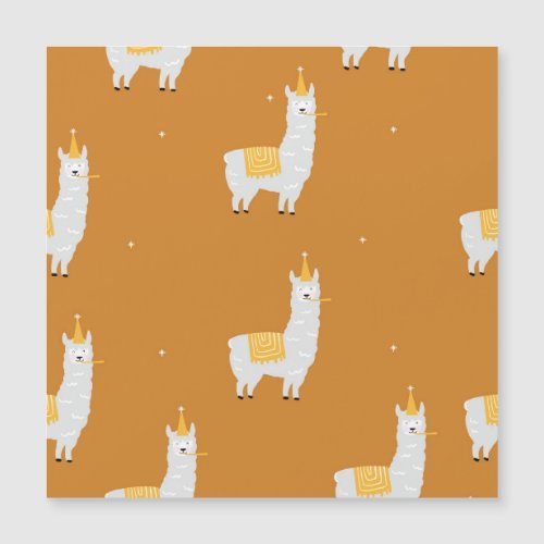 Llama orange background birthday pattern