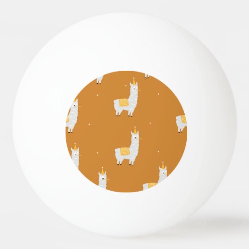 Llama orange background birthday pattern ping pong ball