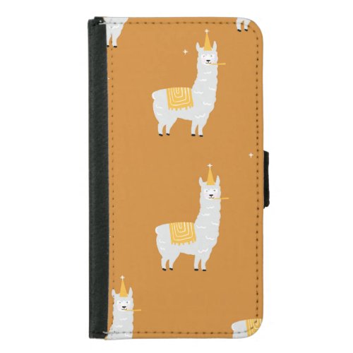 Llama orange background birthday pattern samsung galaxy s5 wallet case