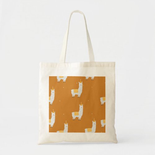 Llama orange background birthday pattern tote bag