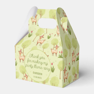 Llama outdoor kid’s birthday celebration favor boxes