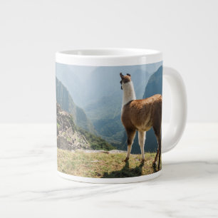 Llama Overlooking Ruins Machu Picchu, Peru Giant Coffee Mug