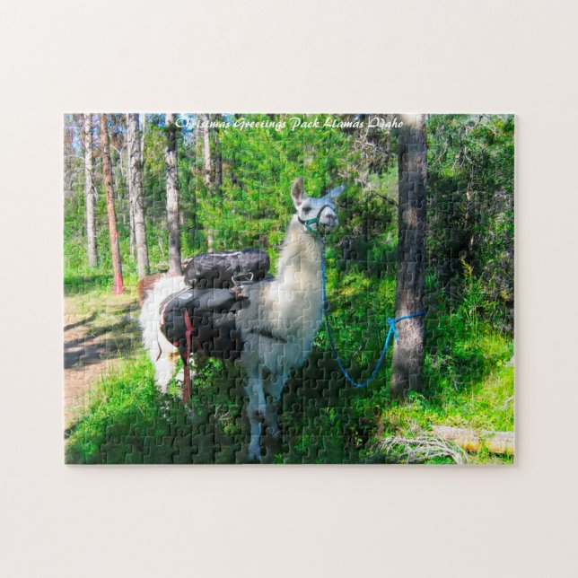 Llama Pack Idaho. Christmas Greetings Jigsaw Puzzle (Horizontal)