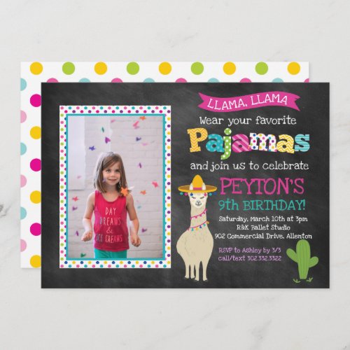 Llama Pajama Birthday Party _ Photo Invitation