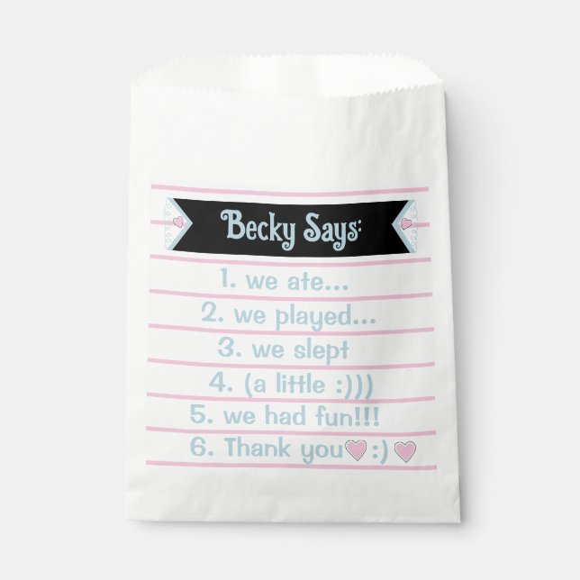 Llama Pajama Birthday Party Sleepover Favor Bag (Front)