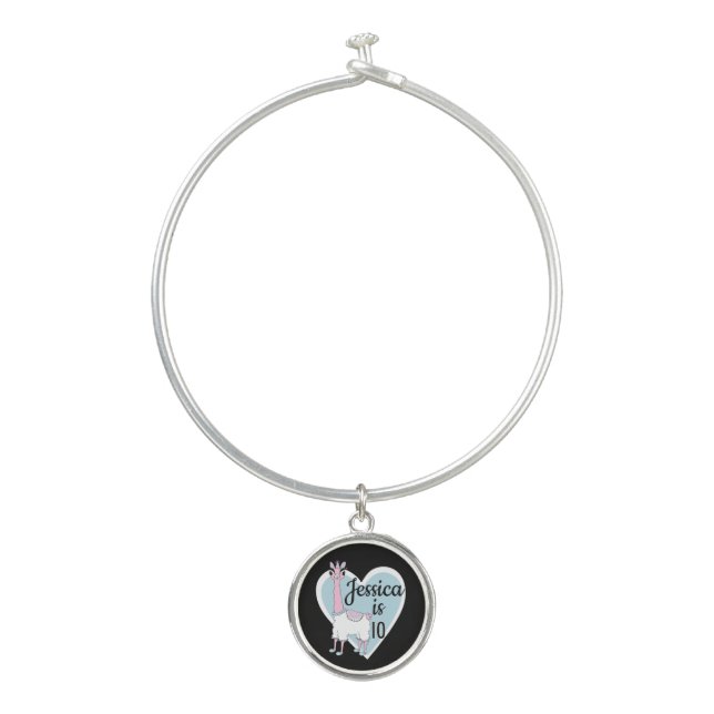 Llama Pajama Charm  Bangle Bracelet (Front)