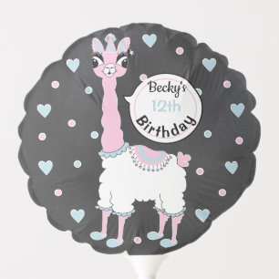 Llama Pajama Pink Blue Blackboard Party Balloon