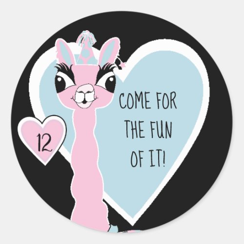Llama Pajama Pink Girls Sleepover Party Classic Round Sticker