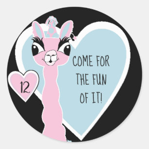 Llama Pajama Pink Girls Sleepover Party Classic Round Sticker
