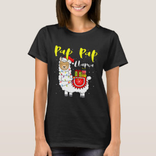 Llama Pap Pap Lights Santa Hat Xmas Pajama Matchin T-Shirt