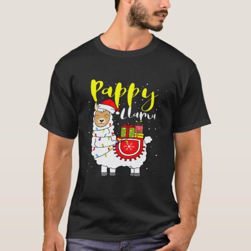 Llama Pappy Lights Santa Hat Xmas Pajama Matching T-Shirt