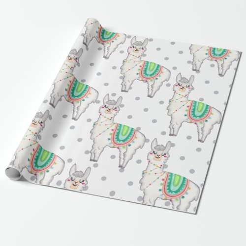 Llama Party Nursery Baby New Born Gift Wrapping Paper