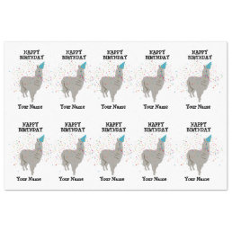 Llama Partying - Animal Having a Party Custom Name Tissue Paper