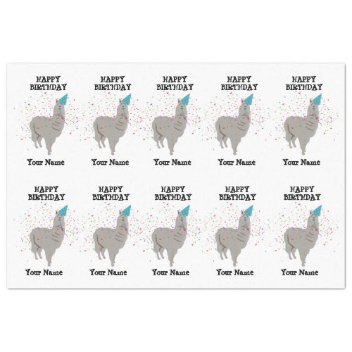 Llama Partying _ Animal Having a Party Custom Name Tissue Paper