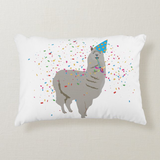 Llama Partying - Animals Having a Party Accent Pillow (Front)