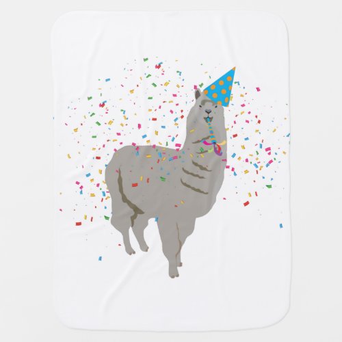 Llama Partying _ Animals Having a Party Baby Blanket