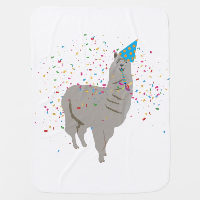 Llama Partying - Animals Having a Party Baby Blanket (Front)