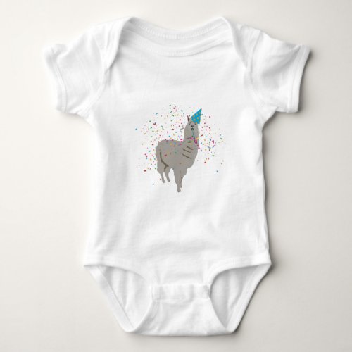 Llama Partying _ Animals Having a Party Baby Bodysuit