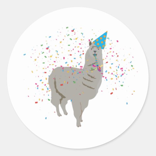 Llama Partying _ Animals Having a Party Classic Round Sticker