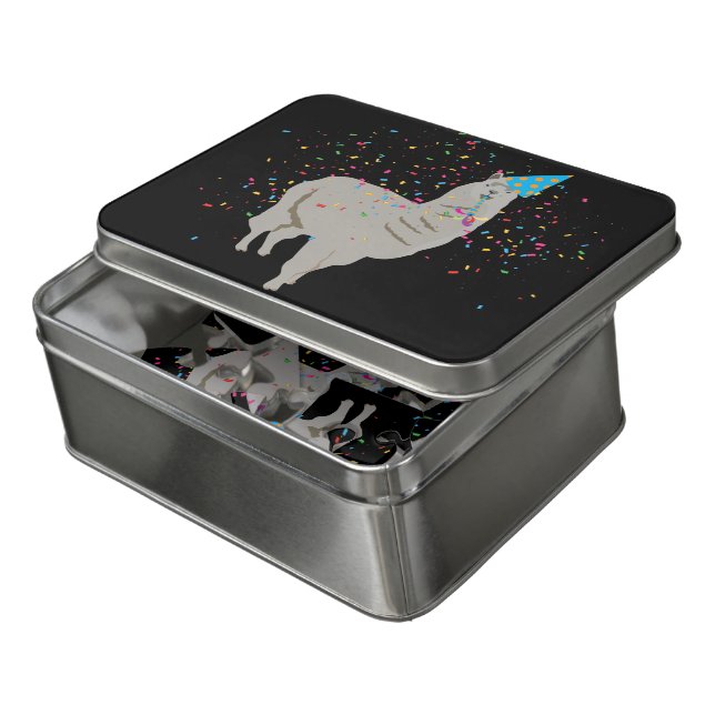 Llama Partying - Animals Having a Party Jigsaw Puzzle (Lid Open)