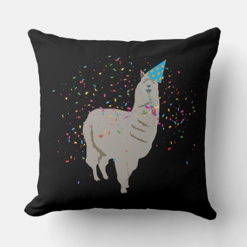 Llama Partying _ Animals Having a Party Throw Pillow