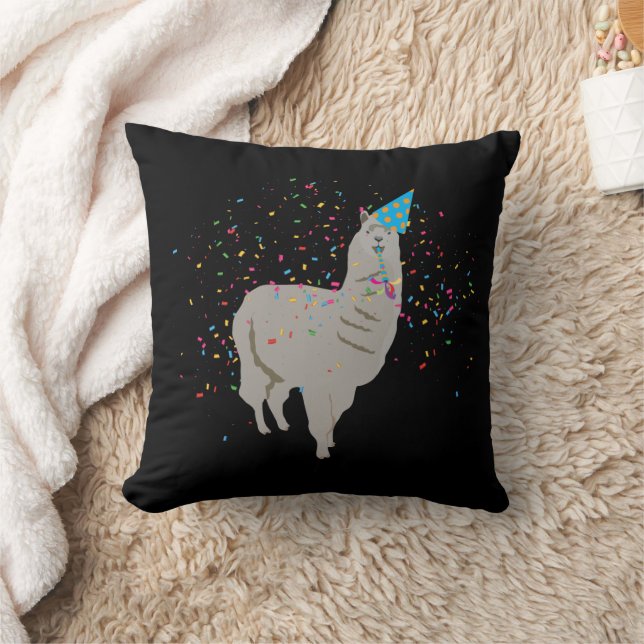 Llama Partying - Animals Having a Party Throw Pillow (Blanket)
