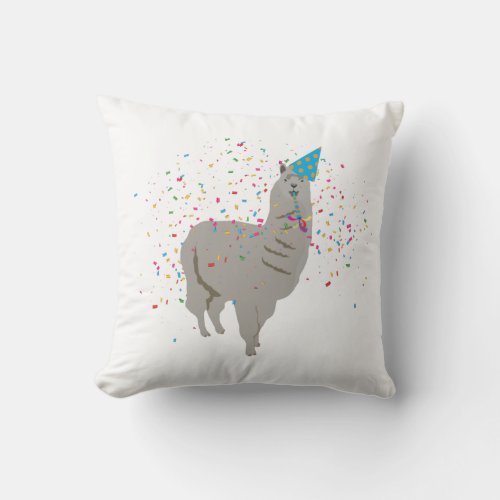 Llama Partying _ Animals Having a Party Throw Pillow