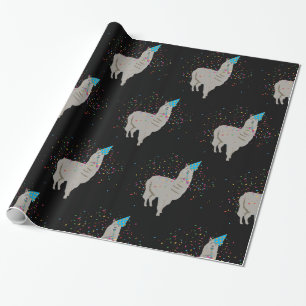 Llama Partying - Animals Having a Party Wrapping Paper
