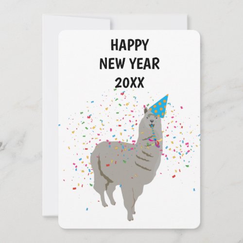 Llama Partying _ Animals Holiday New Years Card