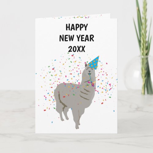 Llama Partying _ Animals Holiday New Years Card