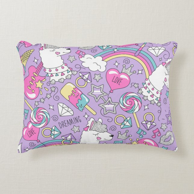 Llama pattern 1 accent pillow (Front)