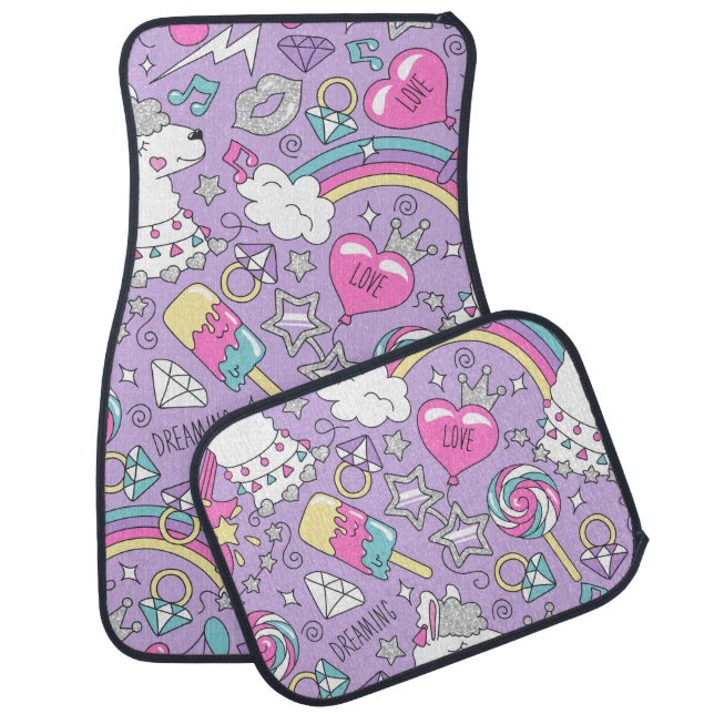 Llama pattern 1 car floor mat (Set)