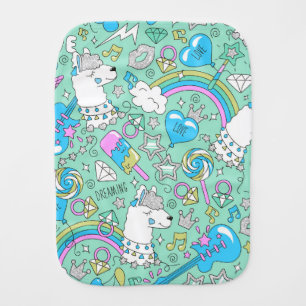 llama pattern 2 baby burp cloth
