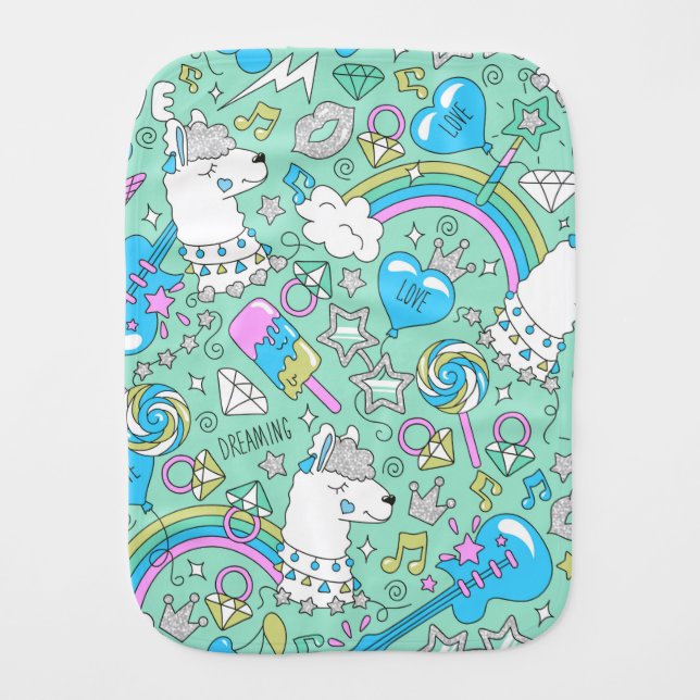 llama pattern 2 baby burp cloth (Front)