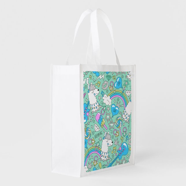 llama pattern 2 grocery bag (Back Side)