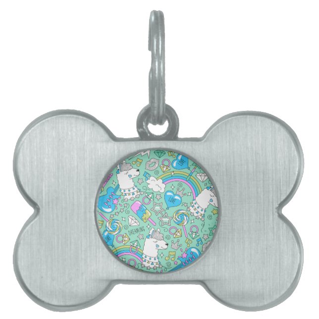 llama pattern 2 pet ID tag (Front)