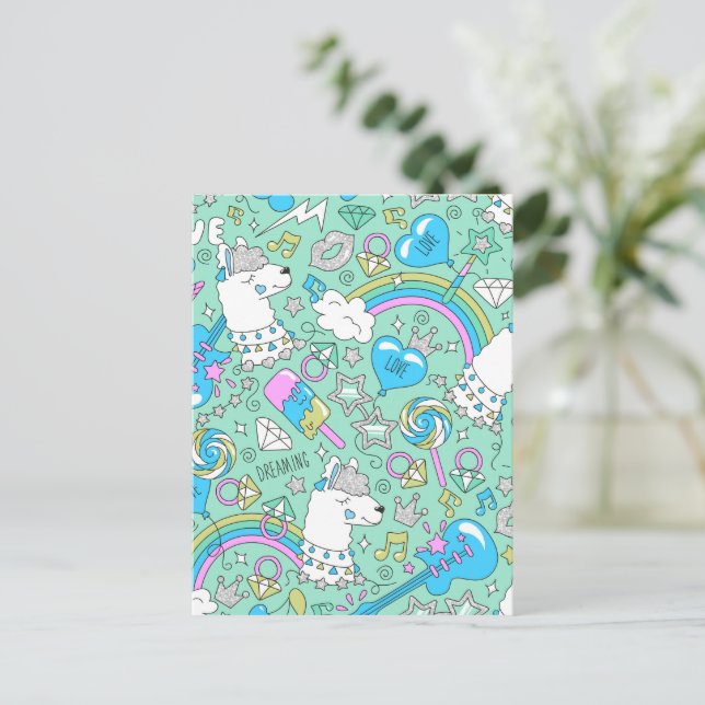 llama pattern 2 postcard (Standing Front)
