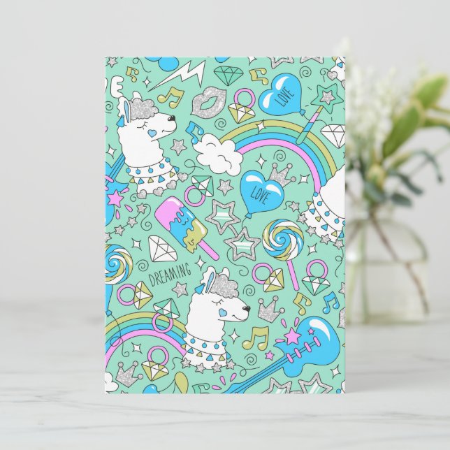 llama pattern 2 thank you card (Standing Front)