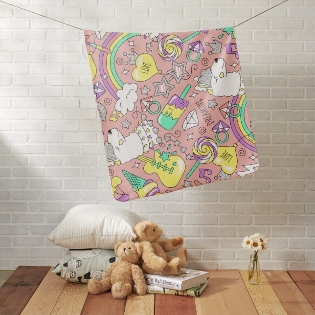 llama pattern 3 baby blanket (In Situ)