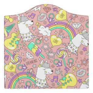 llama pattern 3 door sign